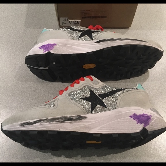 Golden Goose Running Sole Sneaker Silver Glitter - Picture 7 of 8